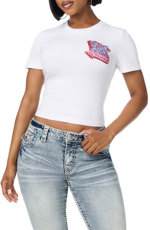 True Girl Club Logo Crystal Graphic Baby Tee