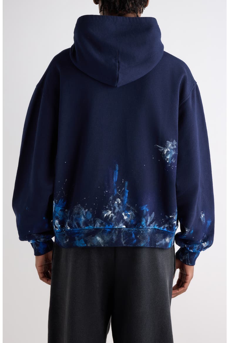 Oversize Paint Splatter Logo Embroidered Zip Hoodie, Alternate, color, 8065 NAVY