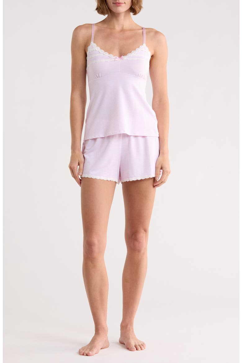 Peached Stripe Two-Piece Pajama Set, Main, color, PINK STRIPE