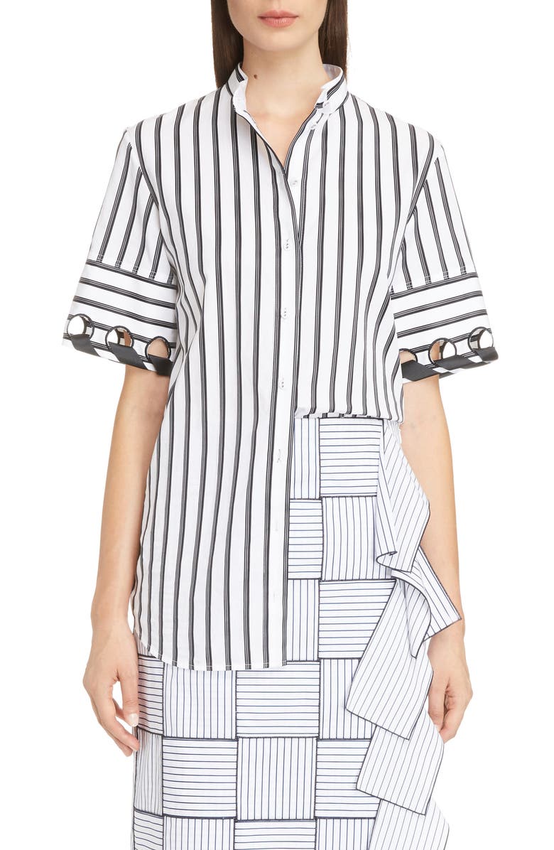 Victoria, Victoria Beckham Laced Sleeve Shirt, Main, color,