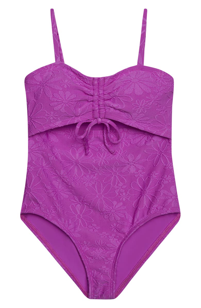 Hobie Kids' Shore Cutout Jacquard One-Piece Swimsuit, Main, color,