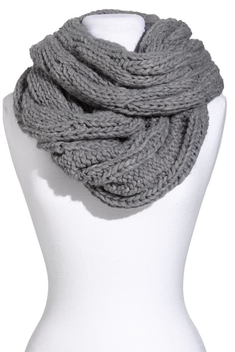 Cable Knit Circle Scarf, Main, color, GREY