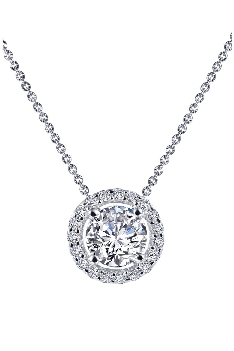 Round Halo Necklace, Alternate, color, SILVER/ CLEAR