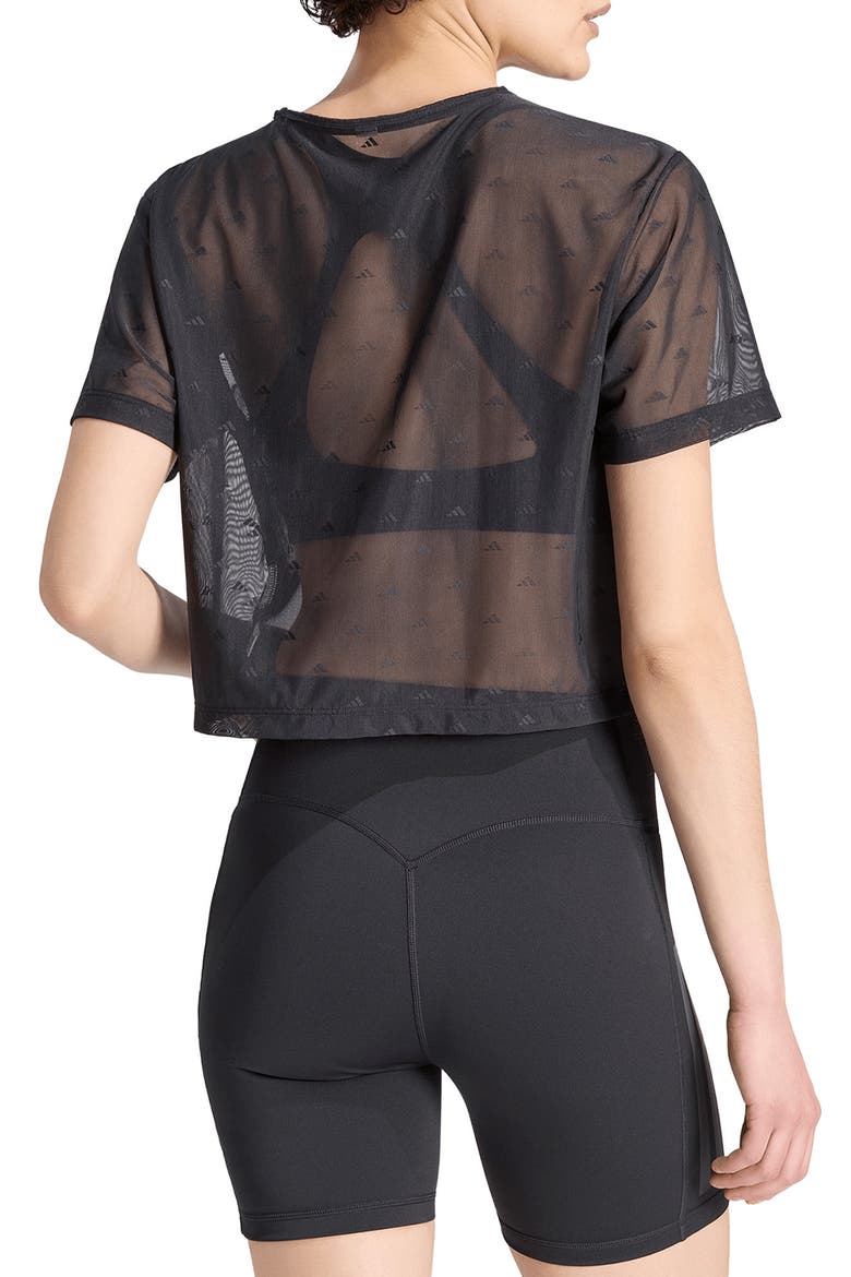 Essential Logo Jacquard Mesh T-shirt, Alternate, color, BLACK