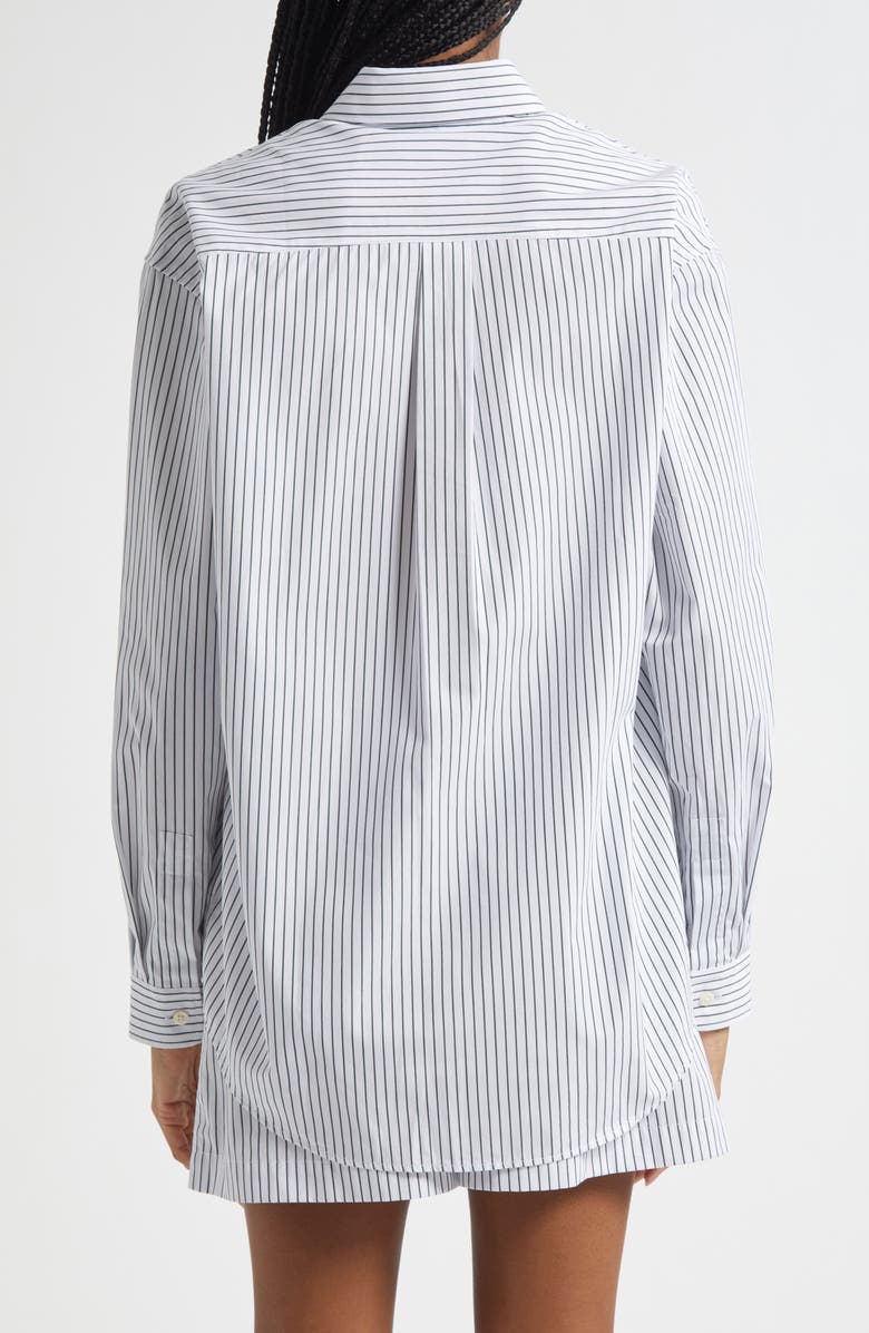 Sporty & Rich SRC Stripe Oversize Cotton Poplin Button-Up Shirt, Alternate, color, 