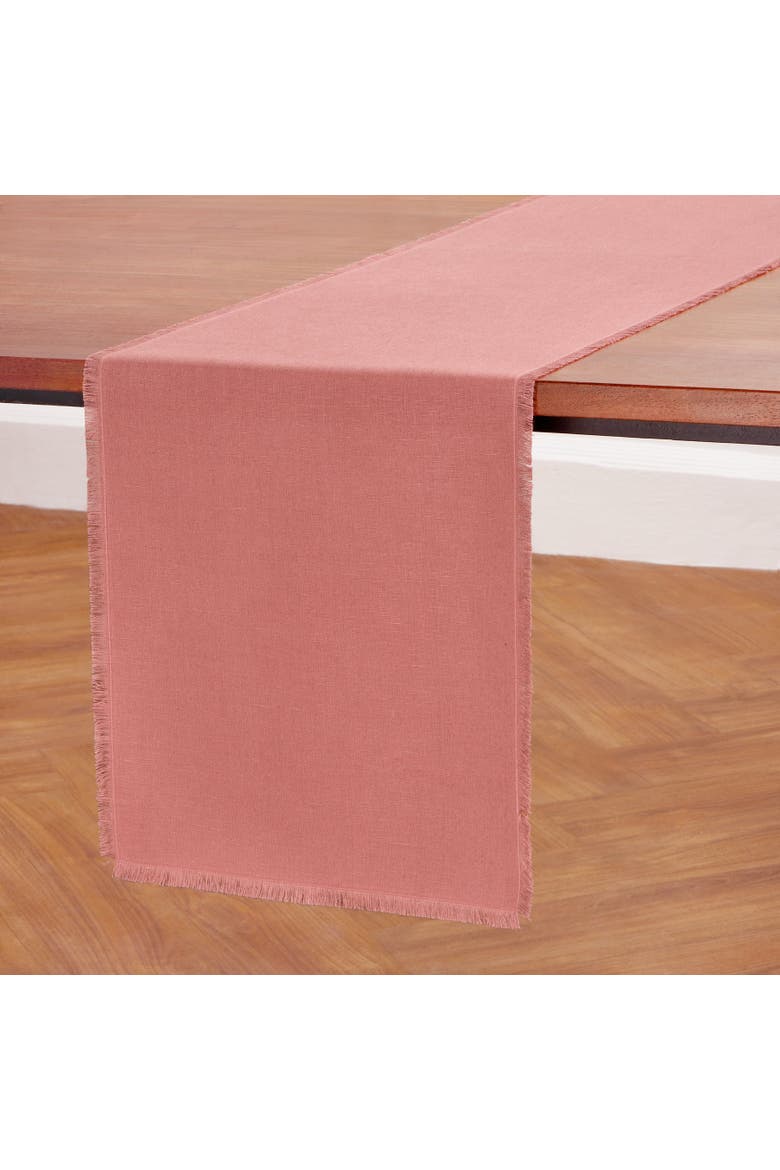 Linen Table Runner - Fringe, Main, color, Dusty Rose