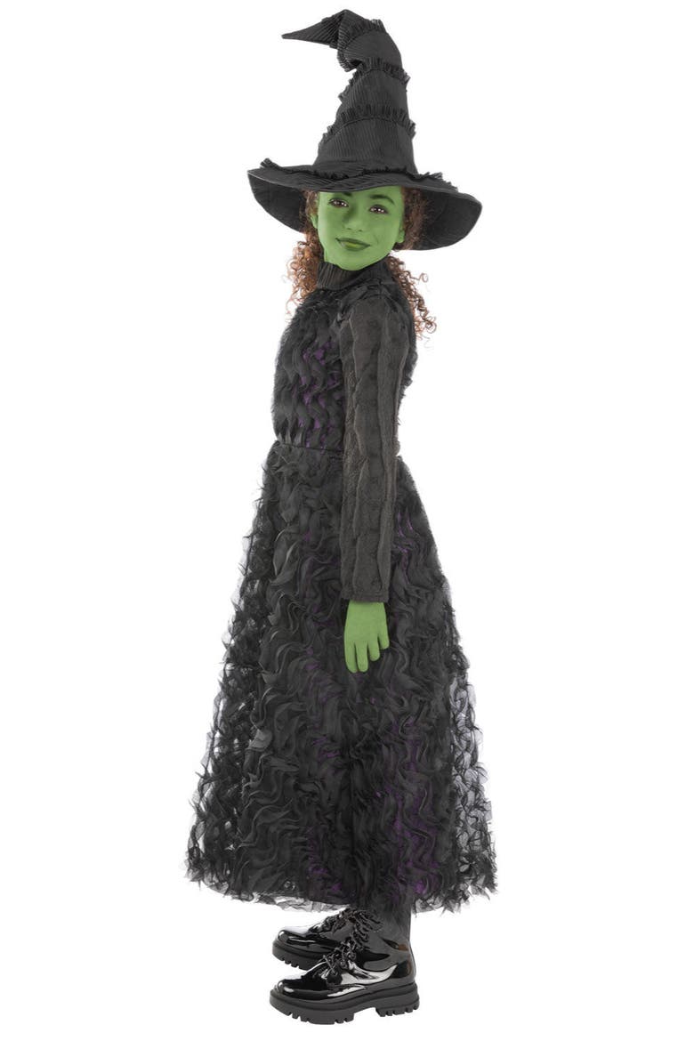 Wicked Deluxe Elphaba Girls Costume, Alternate, color, Black