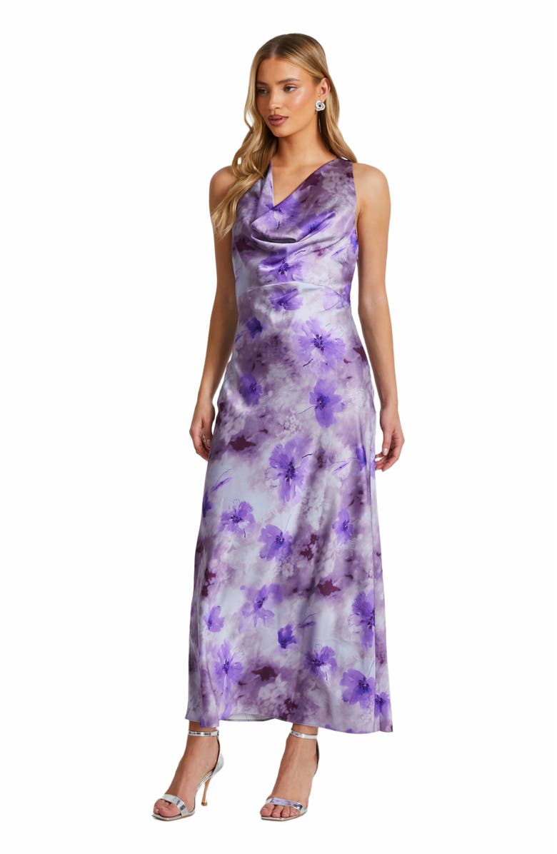 QUIZ Floral Cowl Maxi Dress, Alternate, color, Lilac