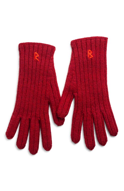 Ruslan Baginskiy Monogram Embroidered Merino Wool Gloves In Red