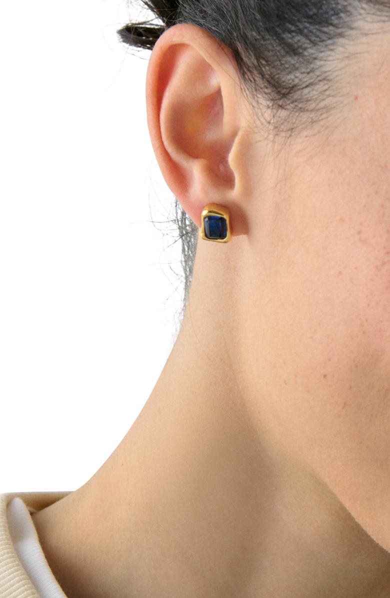 Kate Spade New York molten glass stud earrings, Alternate, color, Sapphire.