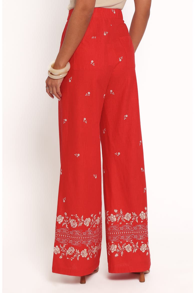 Ilara Floral Print Linen Blend Wide Leg Pants, Alternate, color, RED FLORAL