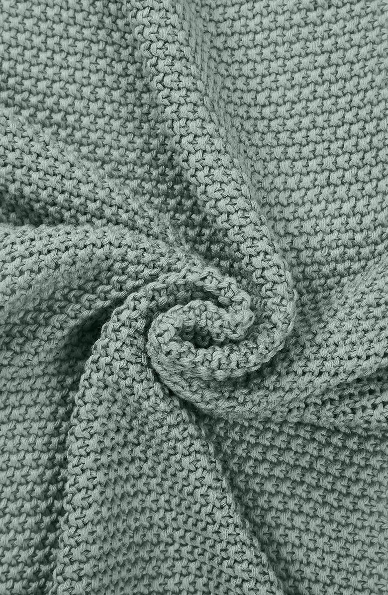 Modern Threads Pompom Trim Knit Throw, Alternate, color, Ivy