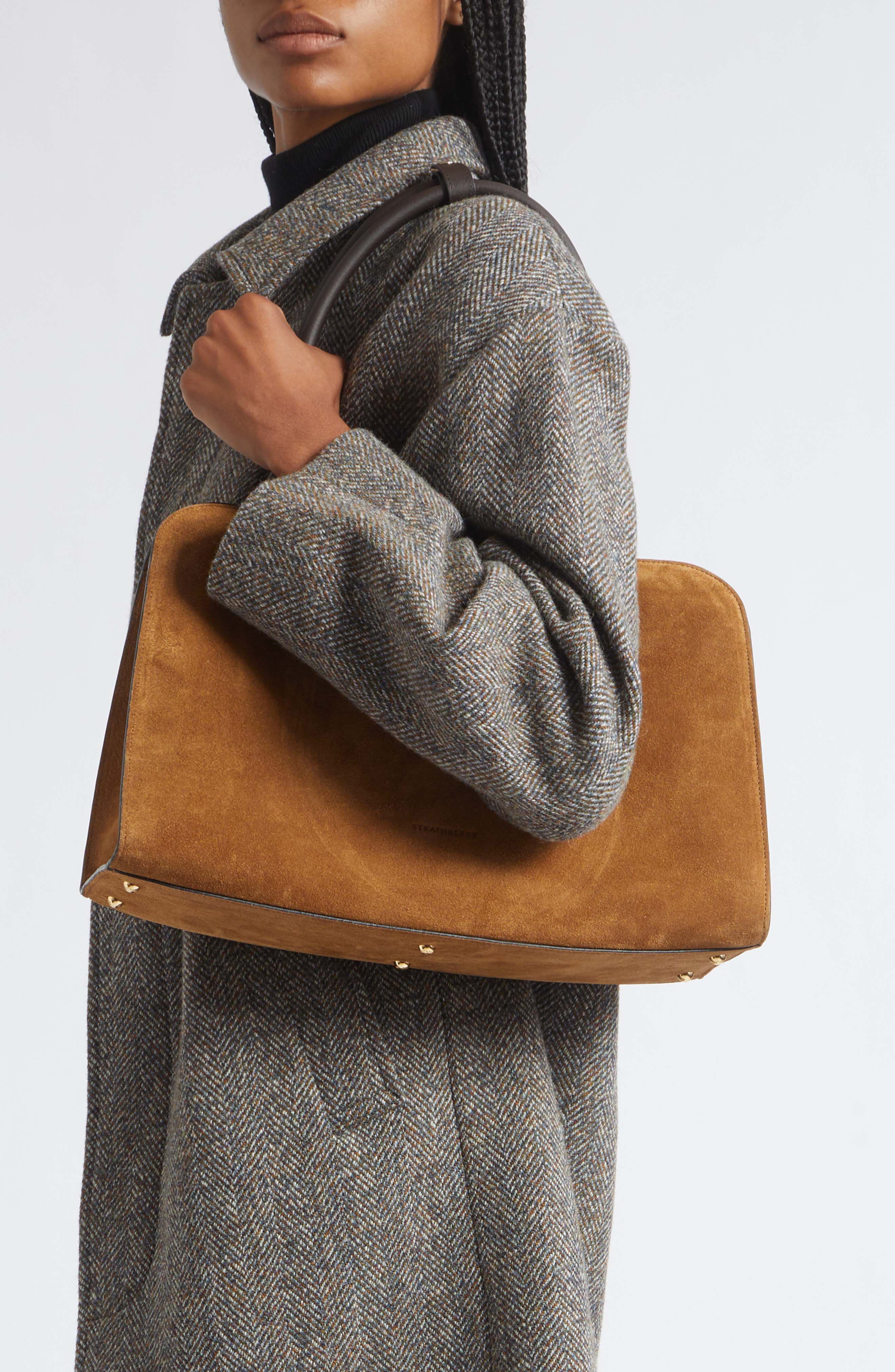 Maxi Georgia Suede Bag, Alternate, color, TOFFEE/ ESPRESSO