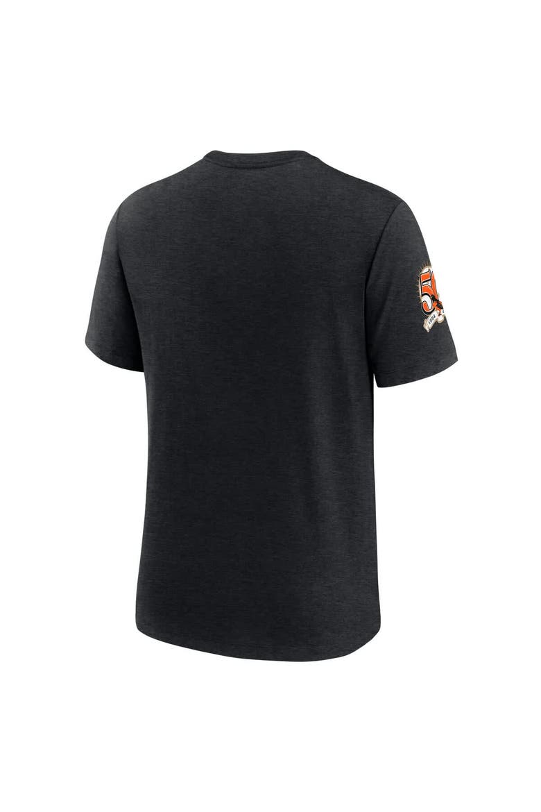 Men's Nike Heather Black Baltimore Orioles Cooperstown Collection Eras Tri-Blend T-Shirt, Alternate, color, Heather Black