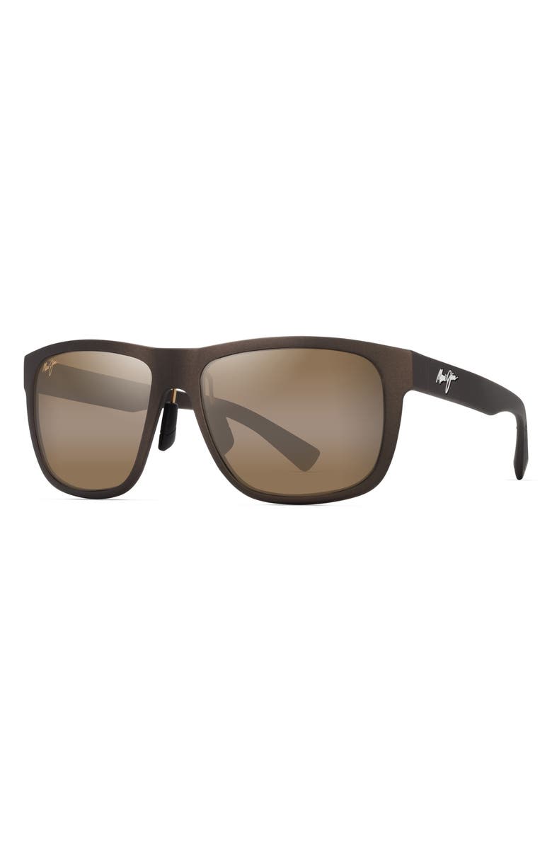Maui Jim Puakea 57mm PolarizedPlus2<sup
®</sup
Square Sunglasses, Alternate, color, Matte Brown