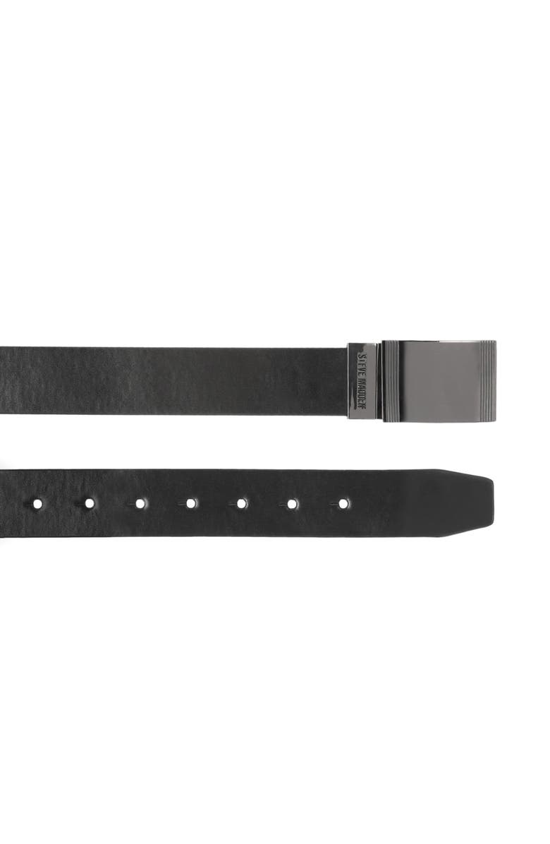 Steve Madden Plaque Reversible Leather Belt, Alternate, color, Black/ Brown