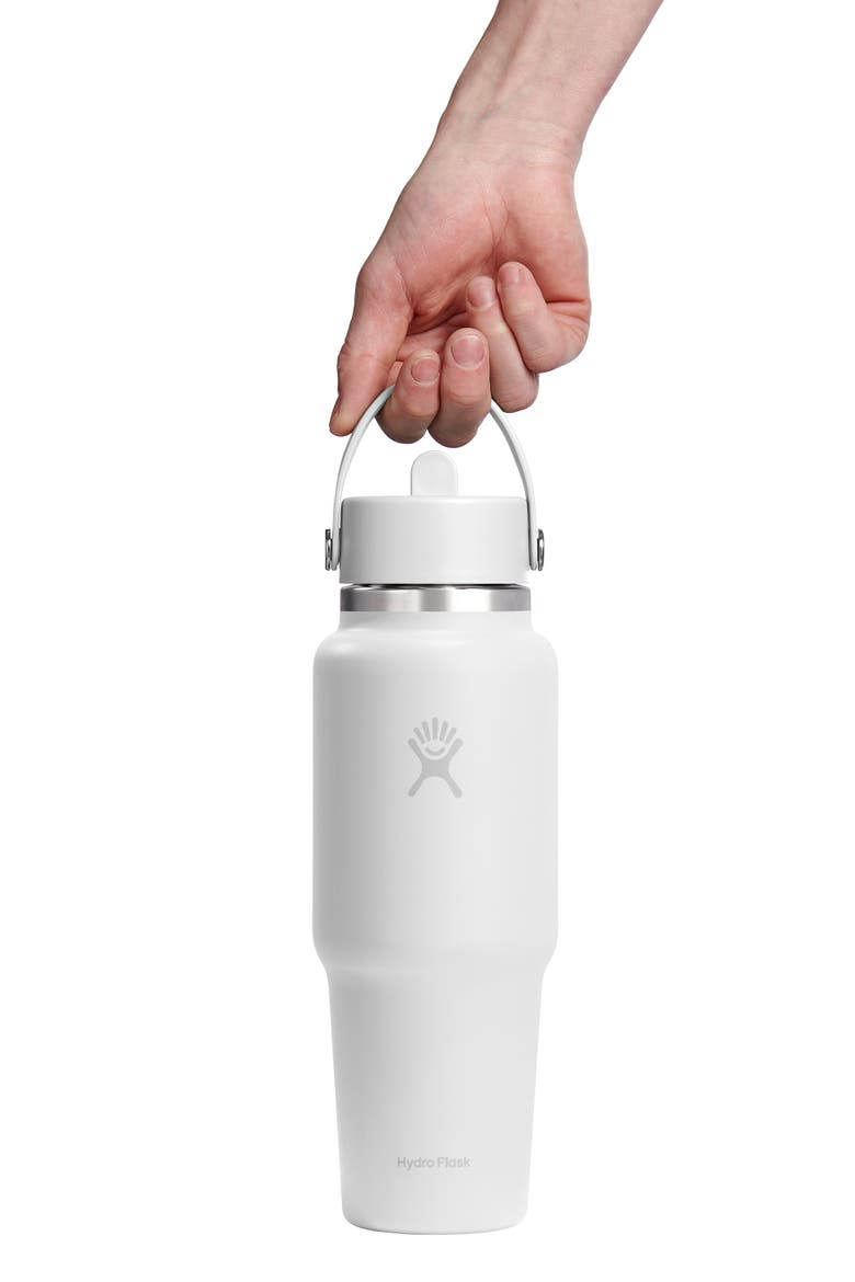 32-Ounce Wide Mouth Travel Bottle with Flex Straw Cap, Alternate, color, WHITE