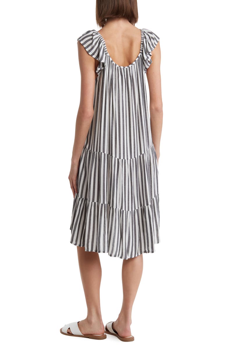 BOHO ME Stripe Tiered Cover-Up Dress, Alternate, color, Black