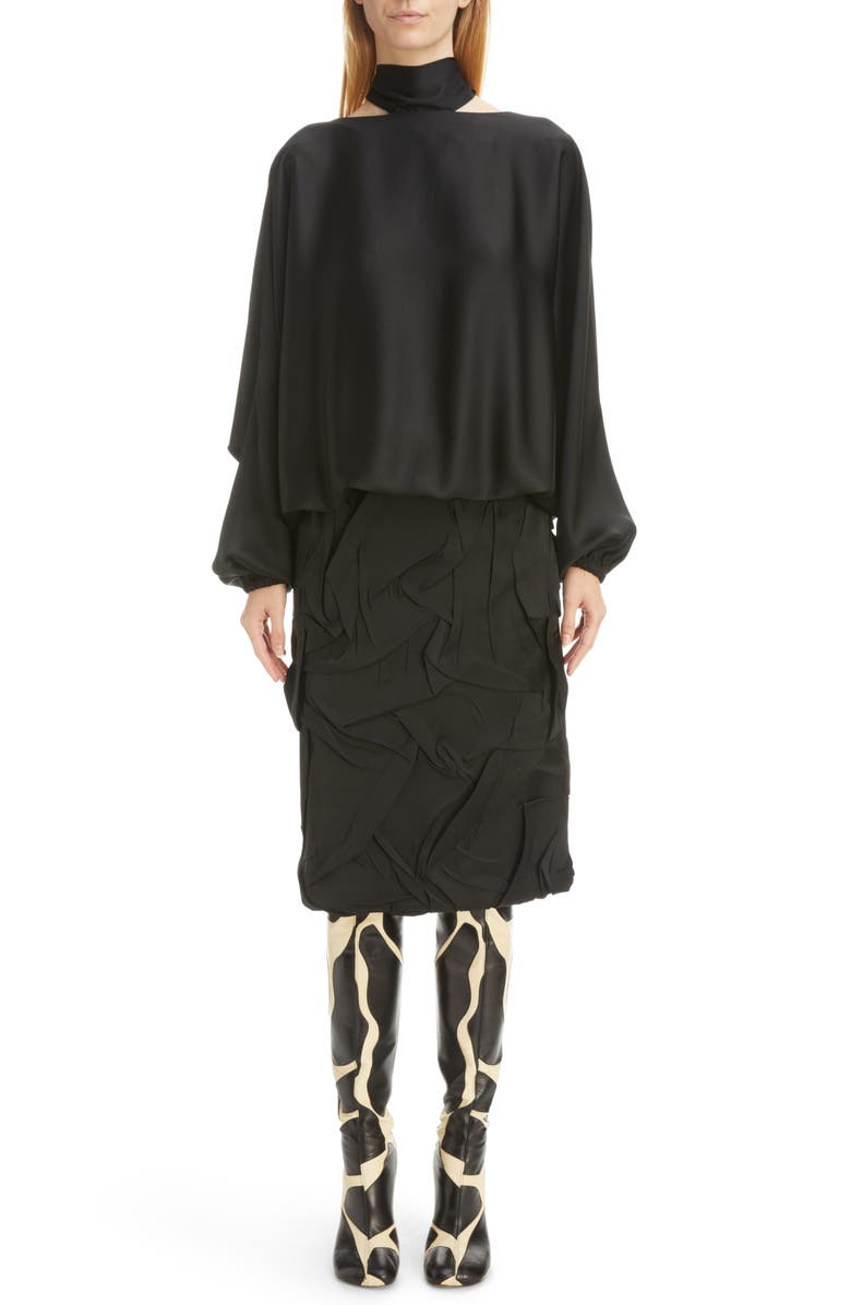 Dries Van Noten Dostas Long Sleeve Tie Neck Dress, Main, color, 