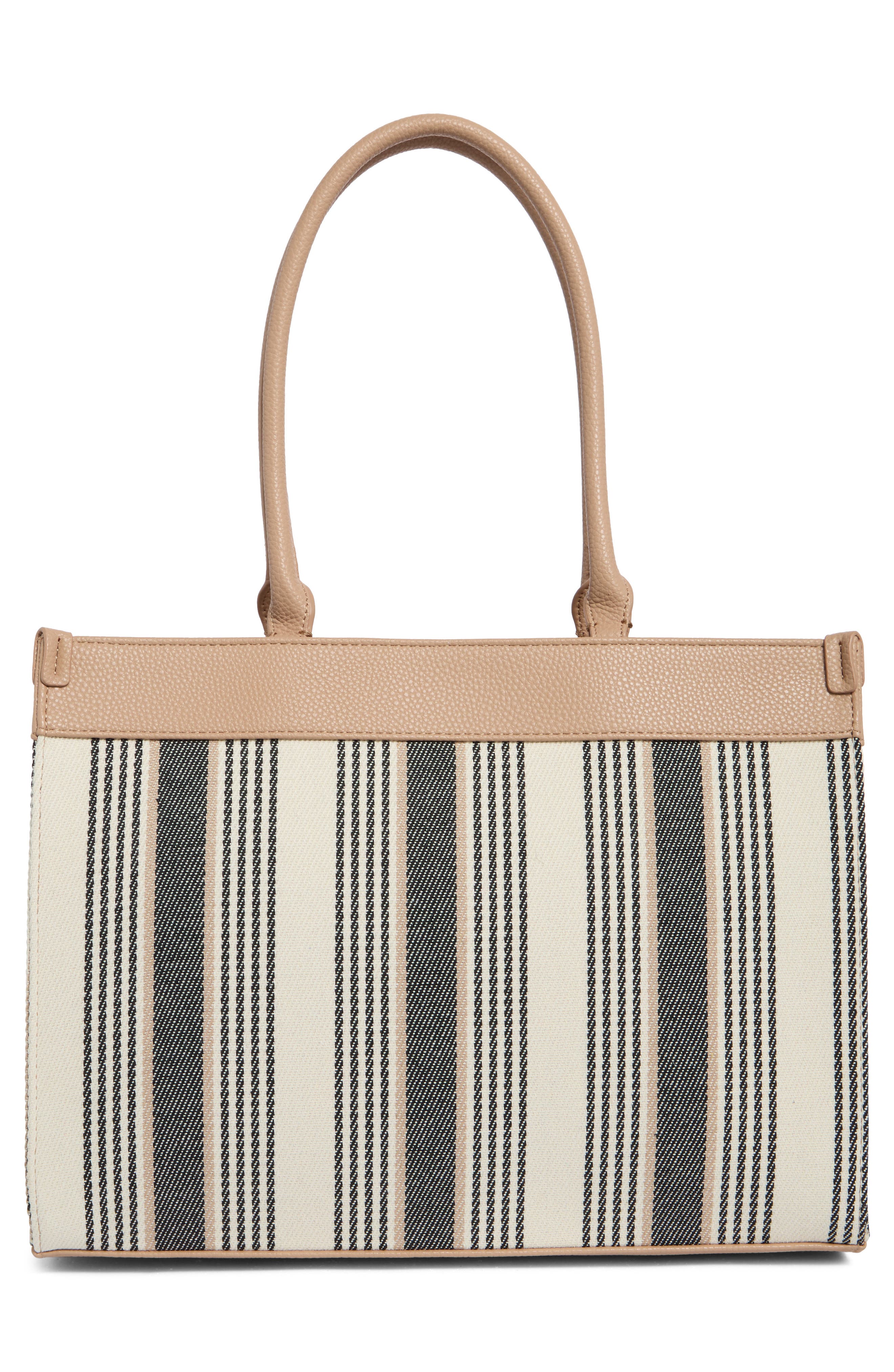 T Tahari Delano Stripe Tote Bag, Alternate, color, Wheat