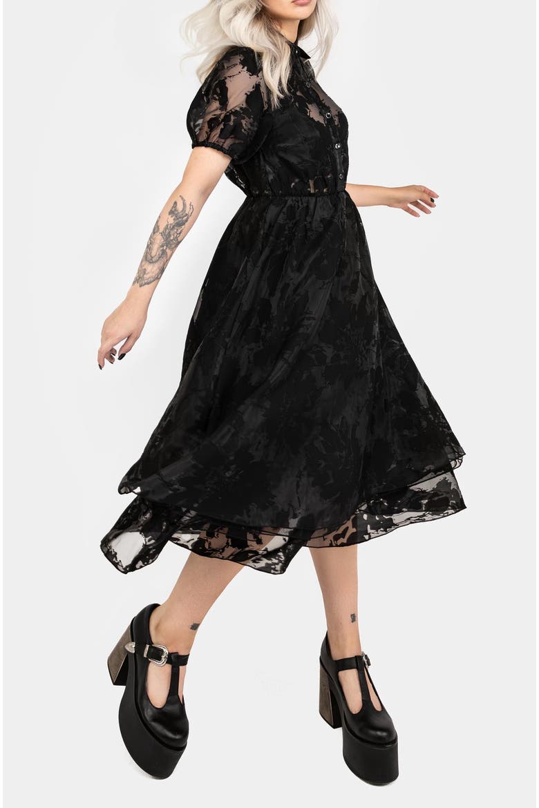 Spectre Layered Midi Shirt Dress, Alternate, color, Black