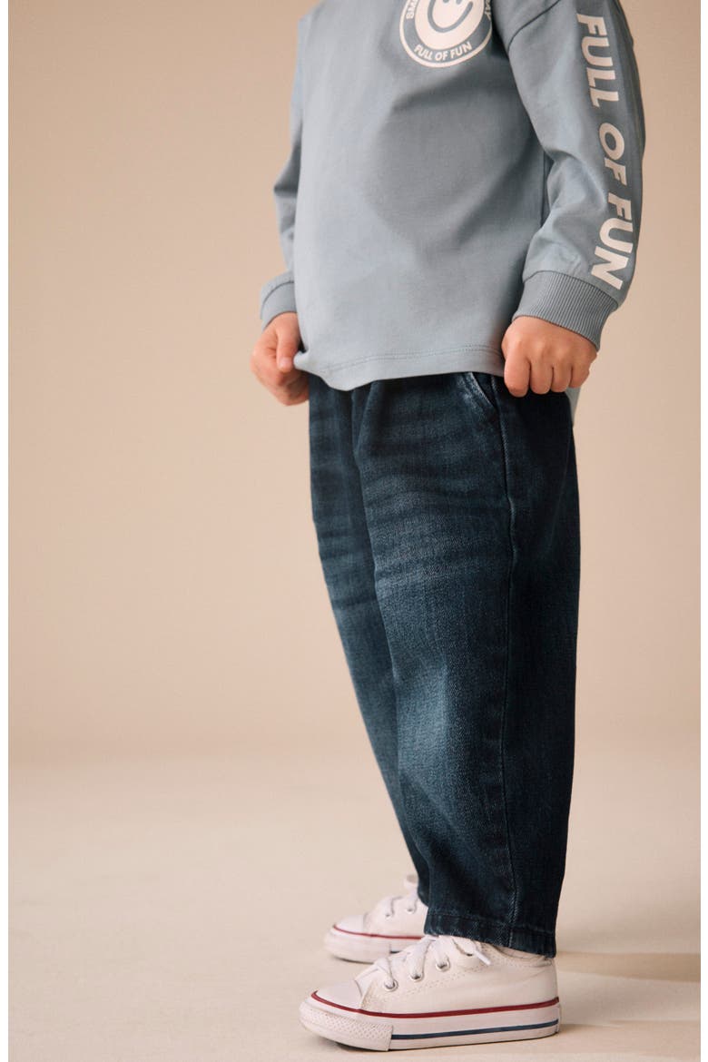Kids' Pleat Front Barrel Leg Jeans, Alternate, color, BLUE
