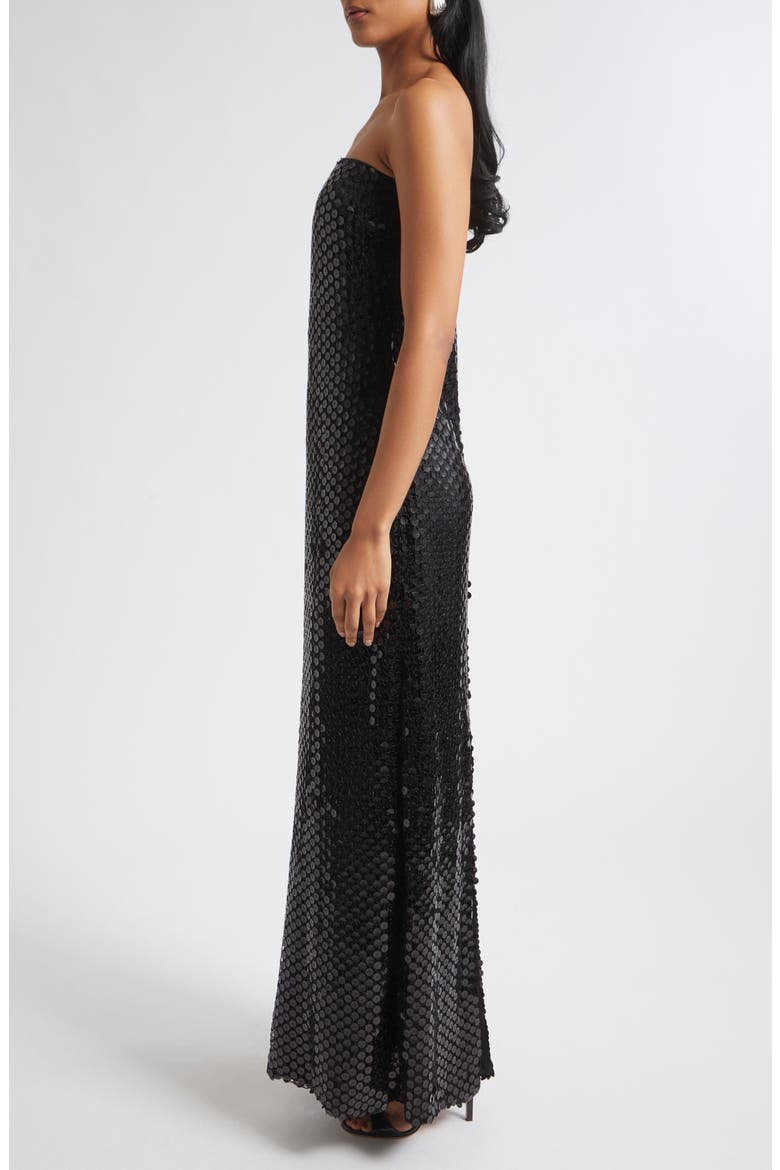 Angel Strapless Sequin Column Gown, Alternate, color, BLACK MESH