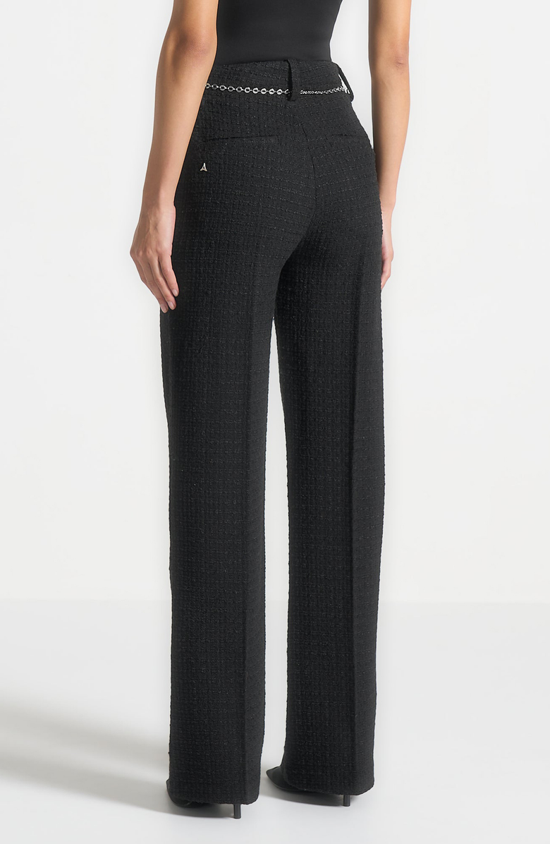 Manière De Voir Nathalie Tweed Trousers with Belt, Alternate, color, Black