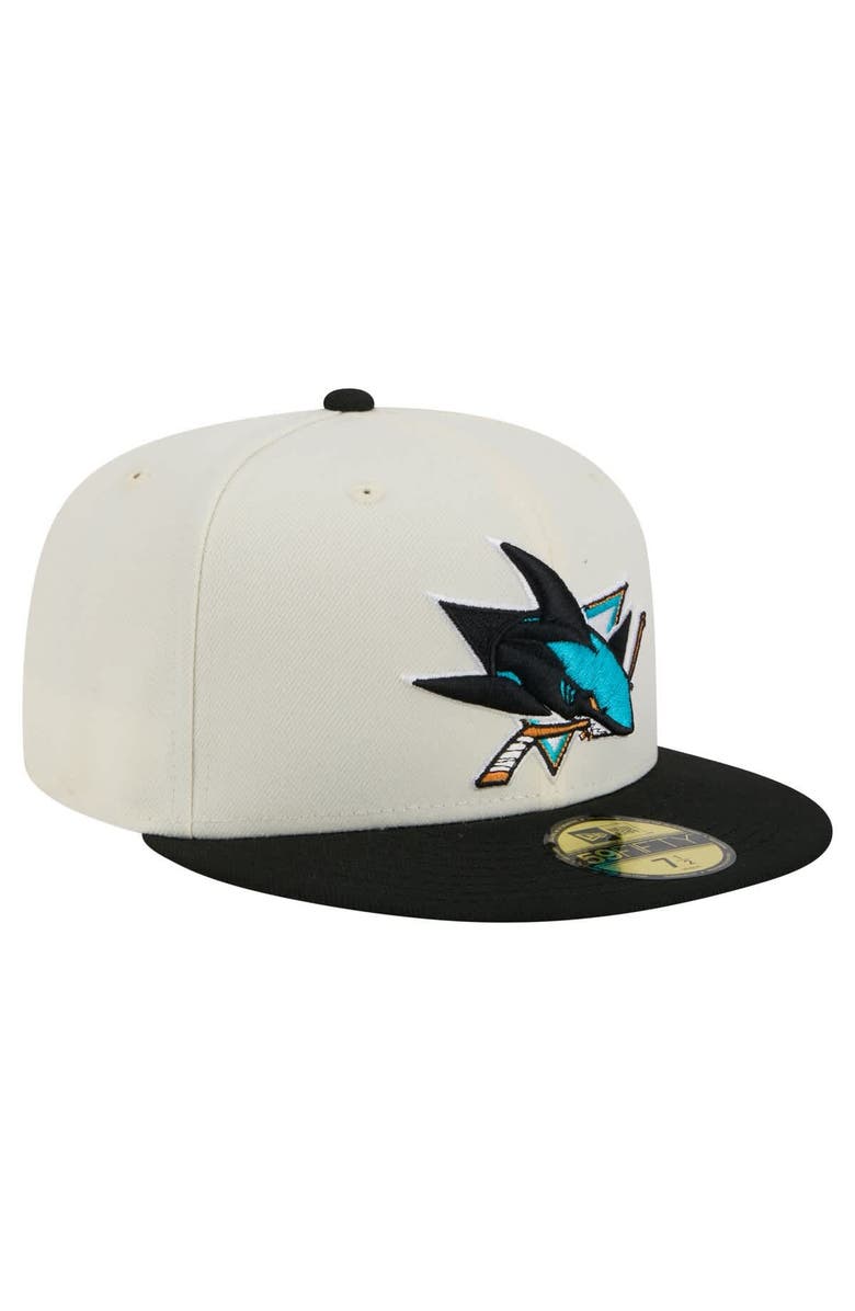 New Era Men's New Era  White San Jose Sharks Chrome Two-Toned 59FIFTY Fitted Hat, Alternate, color, 