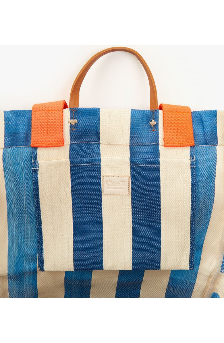 Clare V. Stripe Canvas Beach Tote, Alternate, color,