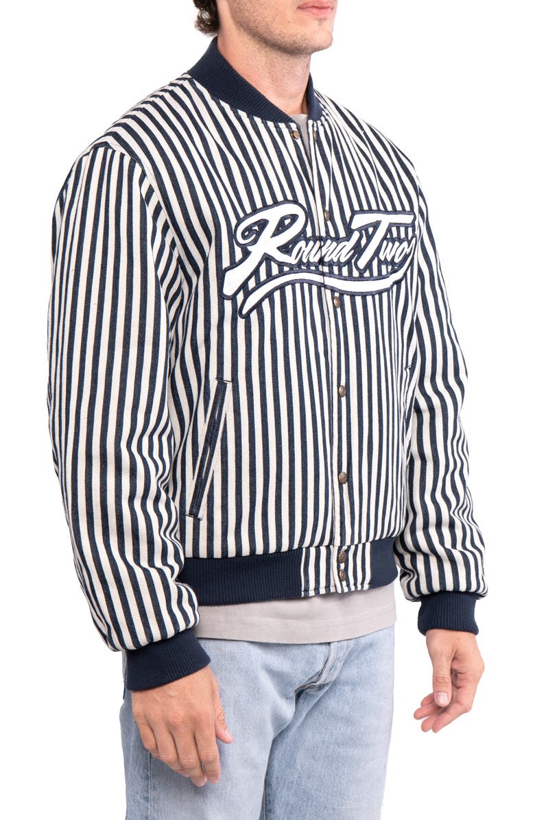 Round Two Varsity Reversible Quilted Baseball Jacket, Alternate, color, Blue