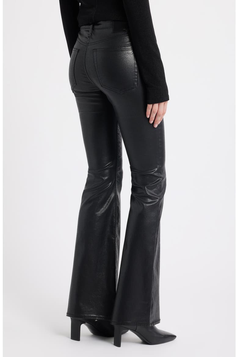 Flexi Dahlia Coated Mid Rise Flare Jeans, Alternate, color, BLACK COATED