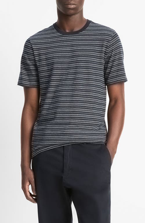 Vince Loose Fit Stripe Crewneck T-shirt In Gray