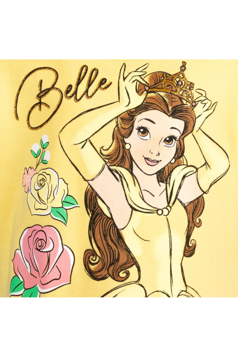 Princess Glitter Short Sleeve Dress, Alternate, color, Belle Bright Yellow
