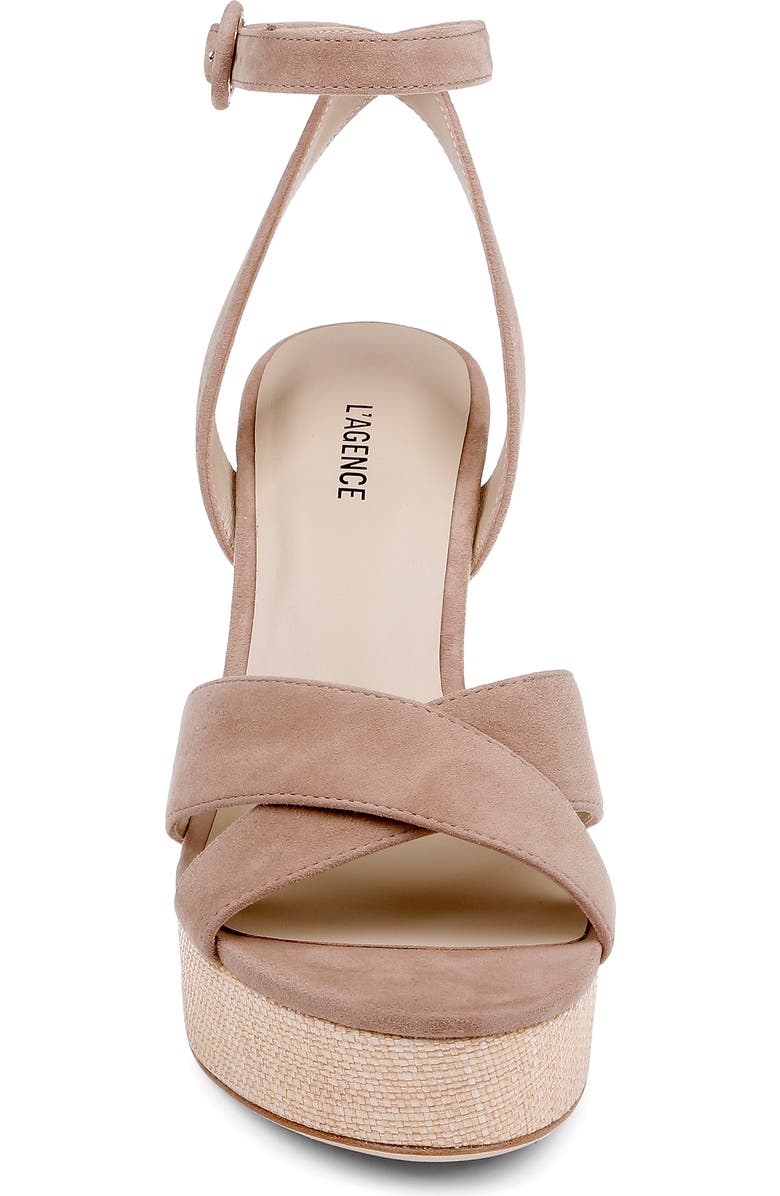 L'AGENCE Sandrine Ankle Strap Platform Sandal, Alternate, color, Cappuccino Suede