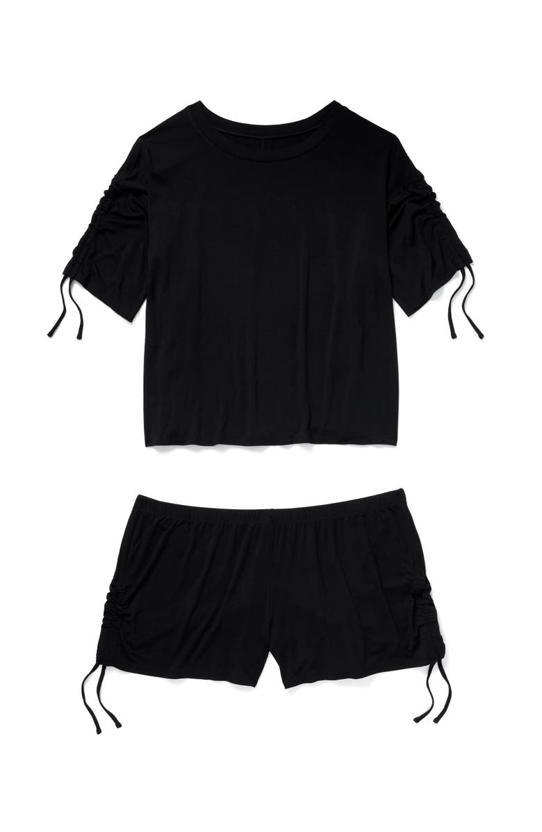 Adore Me Laura Pajama Knit Top & Short Set, Alternate, color, Black