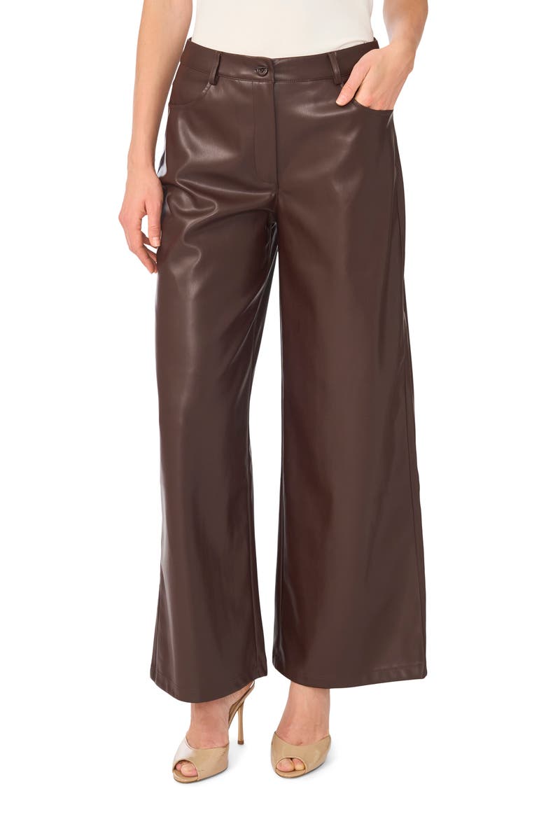 Wide Leg Faux Leather Pants, Main, color, CALL ME CHOCOLATE