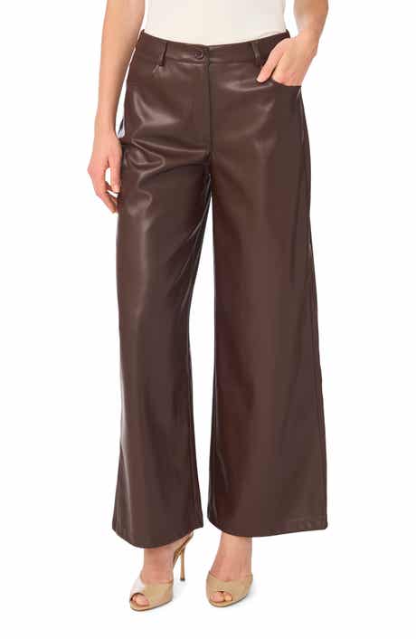 Wide Leg Faux Leather Pants