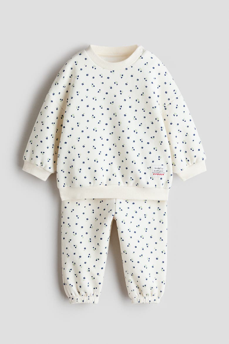 2-piece Printed Sweatshirt And Joggers Set, Main, color, Cream/floral
