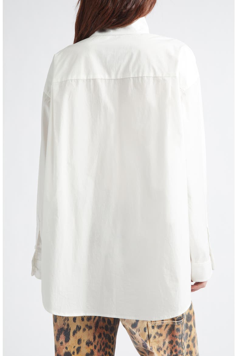 Stand Collar Boyfriend Button-Up Shirt, Alternate, color, WHITE