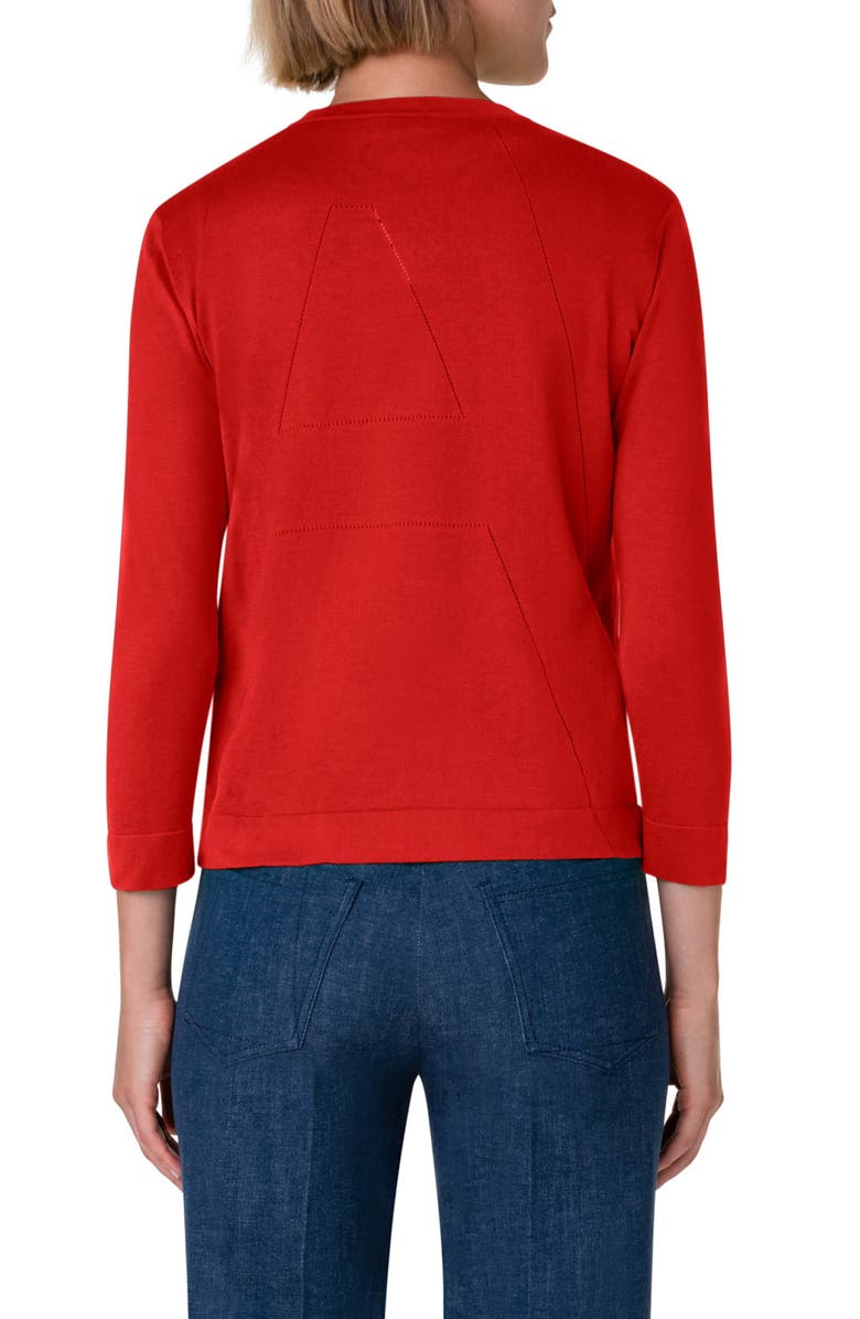 Akris Trapezoid Detail Cotton Cardigan, Alternate, color, 