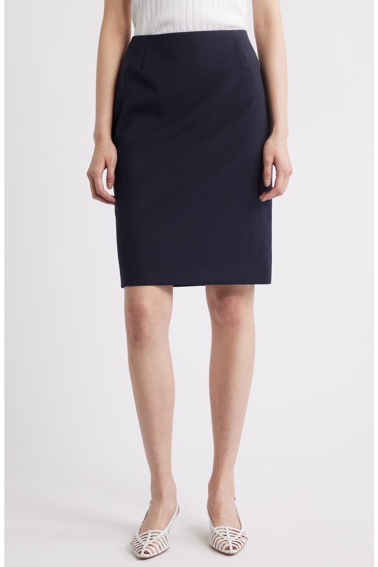 Vileah Virgin Wool Pencil Skirt, Main, color, DARK BLUE