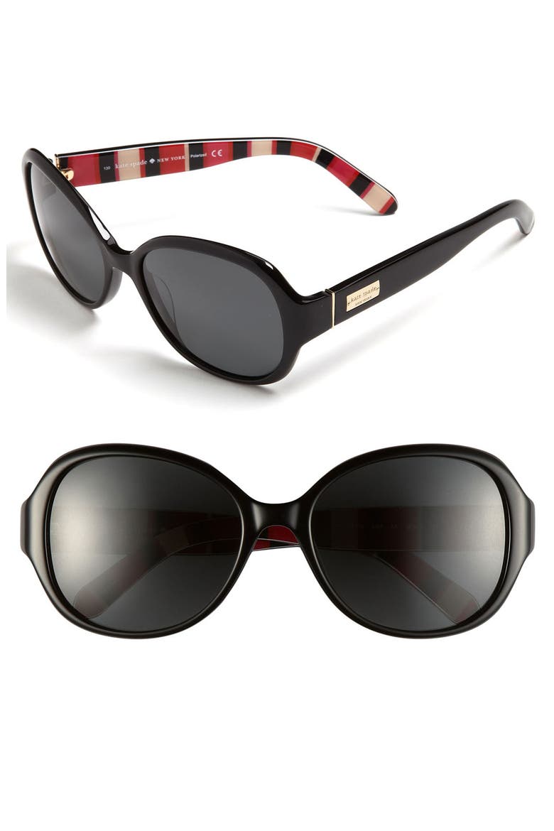 'cymone' 55mm polarized sunglasses, Main, color, BLACK