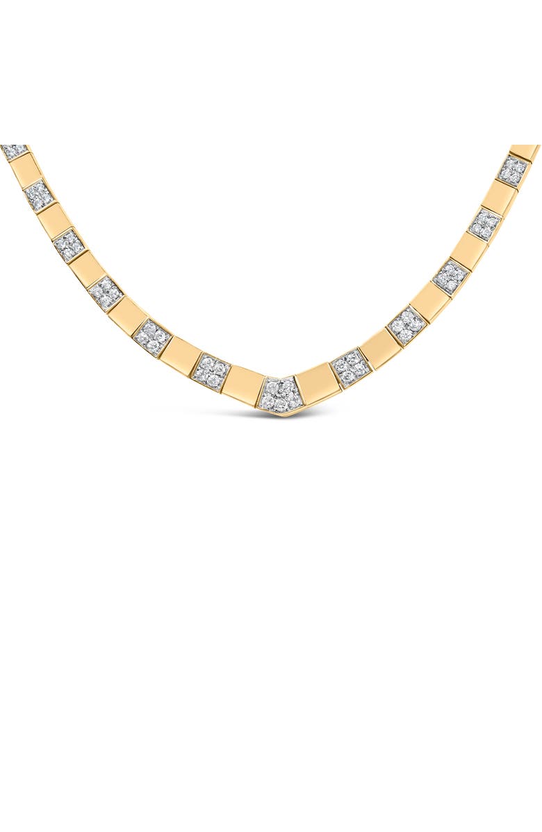 Haus of Brilliance 14K Yellow Gold 4/5 Cttw Diamond Cluster & Bar Set Link 3.5 MM Chain Necklace, Alternate, color, Yellow