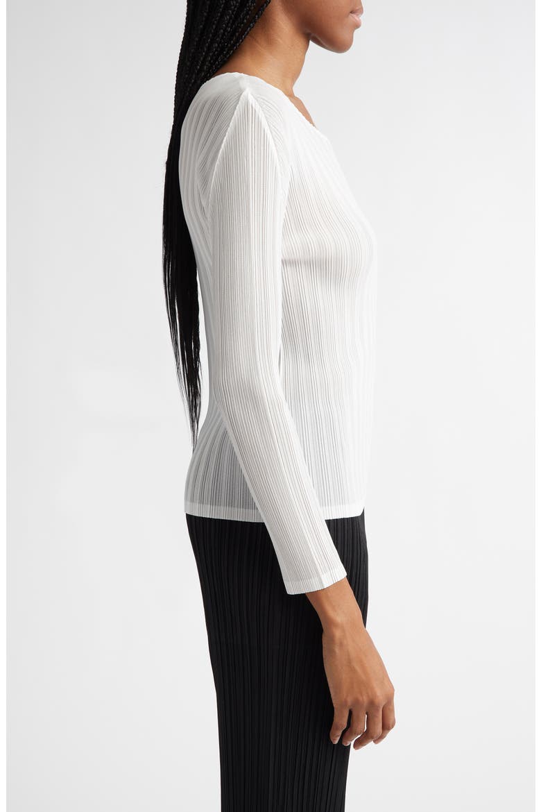 Pleated Long Sleeve Top, Alternate, color, WHITE