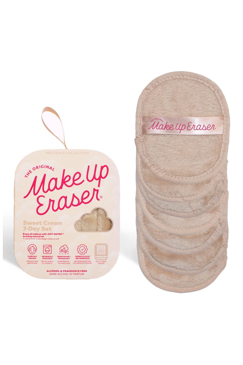7-Day Chic MakeUp Eraser Set with Laundry Bag, Main, color, SWEET CREAM