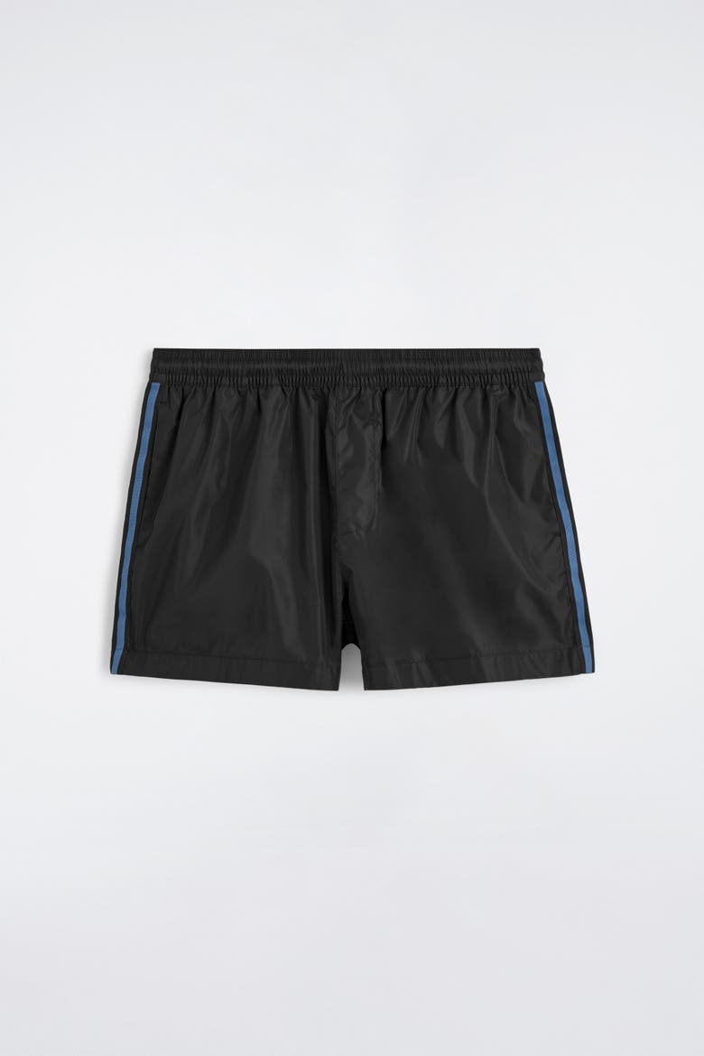 Stripe-detail Swim Trunks, Alternate, color, BLACK