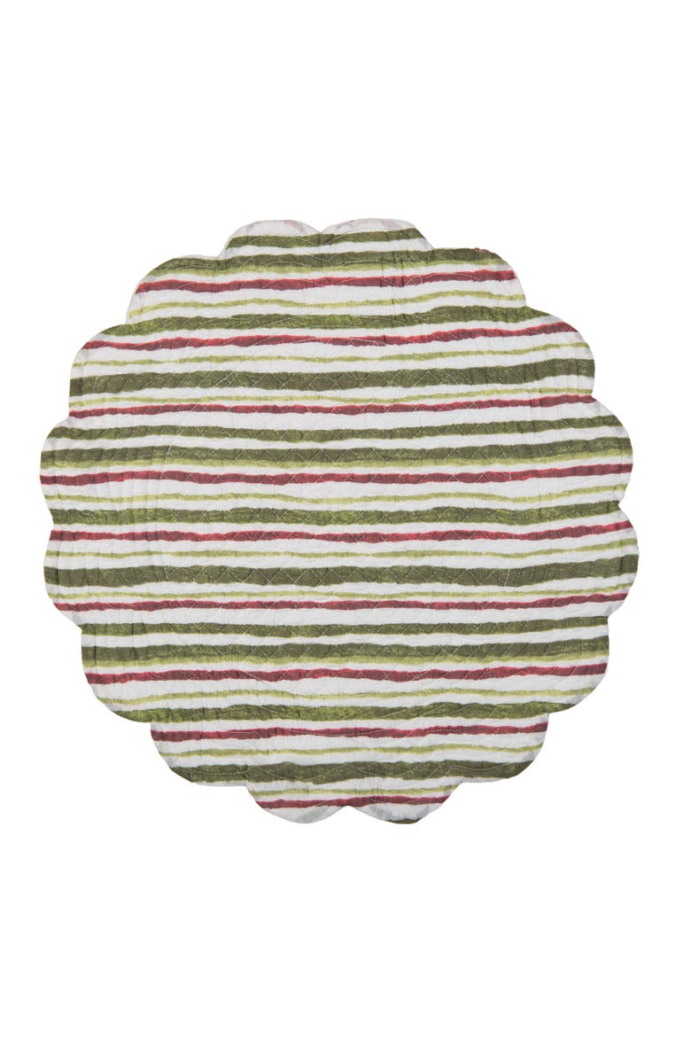 Rosalind Cardinal and Berries Quilt Round Set of 6 Placemats 17", Alternate, color, Red
