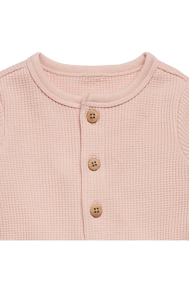 Modern Moments<sup>™</sup> by Gerber Waffle Knit Romper with Kangaroo Pocket, Alternate, color, Pink