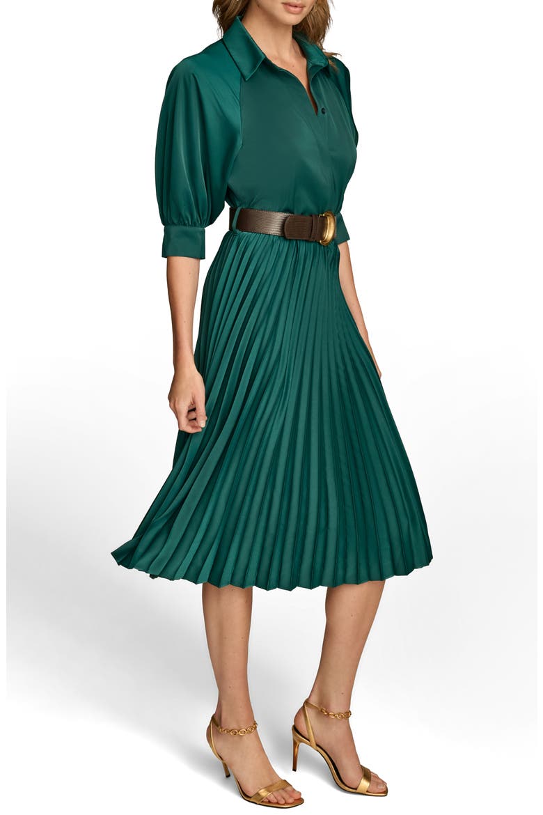 Pleated Midi Shirtdress, Alternate, color, SPRUCE